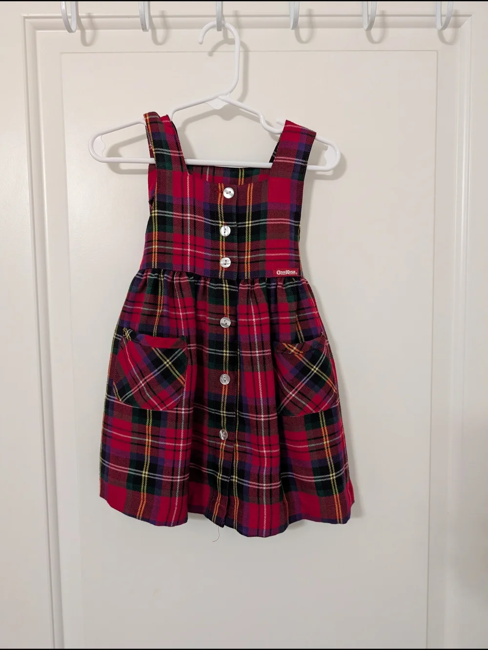 Vintage OshKosh B'gosh 2T Red Tartan Plaid Christmas Jumper Dress